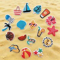 Breloques de chaussures en PVC pour l'été et la plage, décorations pour sabots thème vacances tropicales et océan, durables, tendance, confortables, couleur et taille personnalisables, motif fleur