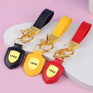 Bán Buôn Chất Lượng Cao Tùy Chỉnh Da Móc Chìa Khóa Cổ Vàng Kim Loại Móc Khóa Bất & Chính Hãng Da Keychain