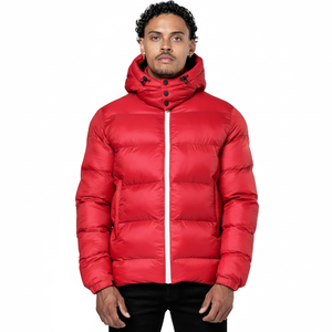 Chaqueta burbuja personalizable de alta calidad de lona ligera de primera calidad con cuello con capucha de aislamiento cobertura completa para clima frío - Product Image 1