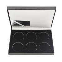 Caja de exhibición de monedas con logotipo personalizado al por mayor, caja de regalo de terciopelo PU de 40 mm para monedas conmemorativas