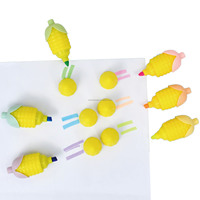 Mini surligneur en forme de maïs, 6 couleurs, stylo marqueur mignon pour enfants, ensemble de papeterie scolaire Kawaii