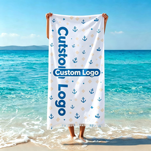 Serviette de plage surdimensionnée en velours 100% coton, design personnalisé, impression réactive - Product Image 1