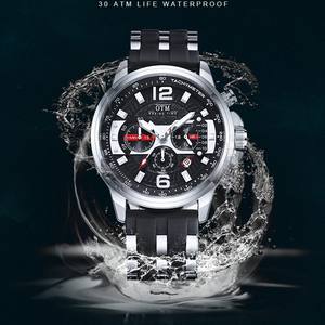 Orologio da Uomo al Quarzo, Bestseller, Multifunzione a Tre Quadranti e Sei Lancette, Luminoso, Impermeabile, con Cinturino in Gomma e Cassa in Lega, Modello <span class=keywords><strong>OTM</strong></span> 2025 - Product Image 2