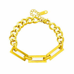 2024 nuevo collar y pulsera de cadena de eslabones cubanos de acero inoxidable chapado en oro de 18 quilates hueco Simple para mujer - Product Image 5