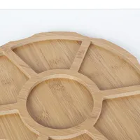 Plateau de service en bois écologique en forme de soleil à sept compartiments pour barbecue et salade, vaisselle personnalisable pour la rentrée scolaire