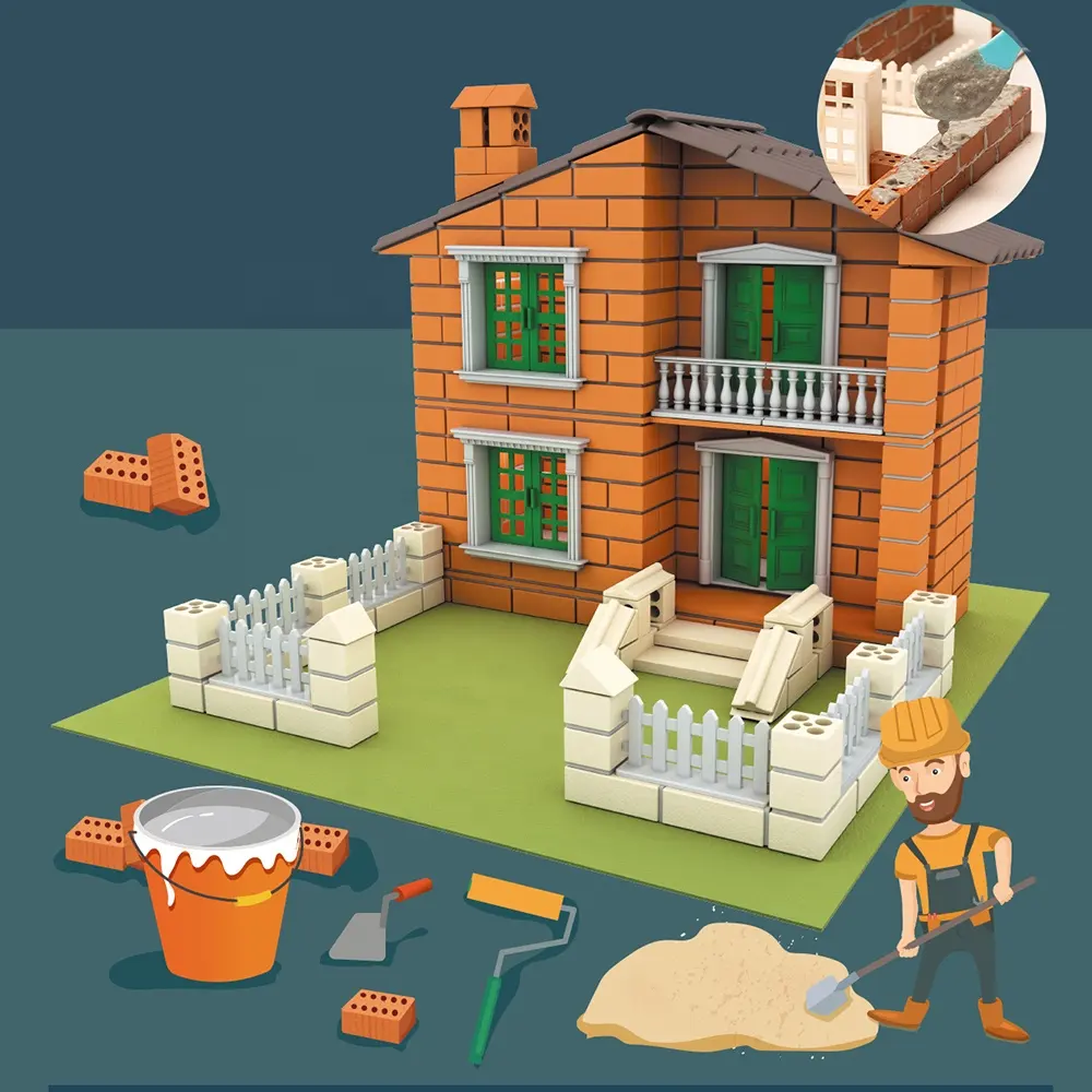 Mini Architecture Build Real House Building Blocks Kit Cement Bricks Construction Engineering Set DIY STEM Toy 334 PCS
