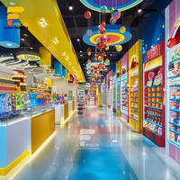 Comptoir de snack au design unique de magasin de noix Décor de chocolat géant Présentoir de bonbons Étagère Présentoir de bonbons avec lumières LED