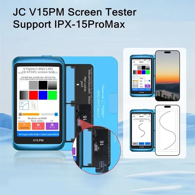 JCID V15PM MIPI 2-IN-1 Screen Testing Module for IPhone X- 17PM Screens Aging/ Brightness /Screen Effect Display Diagnostic Tool