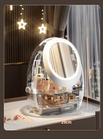 Organisateur de maquillage transparent en plastique anti-poussière avec technique d'injection, présentoir de comptoir pour cosmétiques avec couvercle
