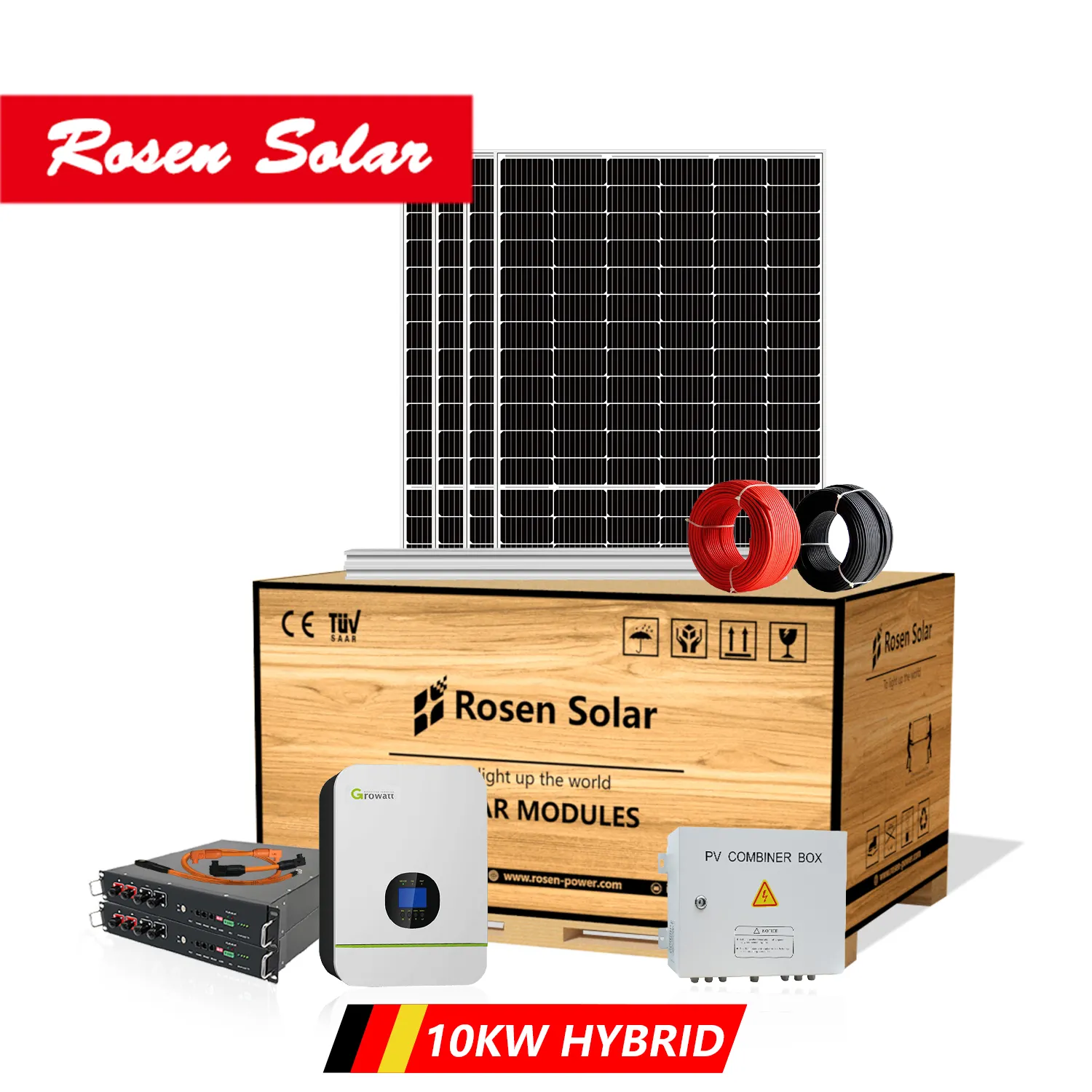 Kit solaire hybride, 10 kw, 20kw, 30kw, 40kw, 50kw, système de panneaux photovoltaïques