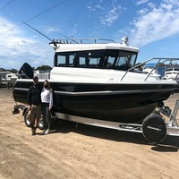 Bateau de pêche en alliage d'aluminium ZM OG-Y233, coque en plastique renforcé de fibre de verre, homologué pour la navigation en haute mer, compatible essence/gazole