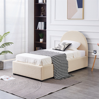 Tête de lit en forme d'arc semi-circulaire douce et élégante pour enfants plate-forme de lit simple boucle crème rembourrage lit de rangement queen king size