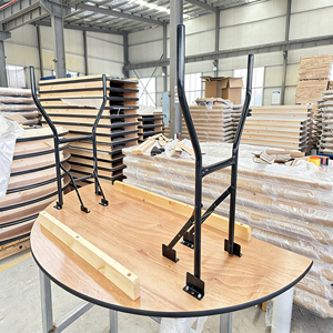 <span class=keywords><strong>Mesa</strong></span> Plegable de Madera Contrachapada en Forma de <span class=keywords><strong>Media</strong></span> <span class=keywords><strong>Luna</strong></span>, Estilo Rústico, para Sala de Estar, Interior, Exterior, Hotel, Restaurante, Comedor, Fiestas, Eventos, con Marco de Acero - Product Image 4