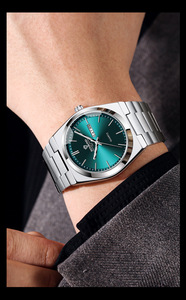 Montre à quartz pour homme BINBOND B102, luxe, étanche, affichage analogique avec date et jour lumineux, <span class=keywords><strong>acier</strong></span> inoxydable, style décontracté - Product Image 4
