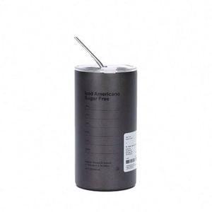 Stainless Steel Tumbler With Straw Double Wall Vacuum Insulated Travel Mug Minimalist Design Iced <b>Coffee</b> Cup - Product Image 2