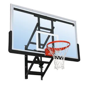 도매 홈 체육관 실내 사용자 정의 강화 유리 백보드 차고를위한 높이 조절 가능한 벽걸이 형 농구 후프