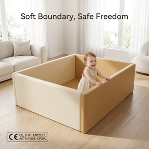 Safe Freedom Square <span class=keywords><strong>Piscine</strong></span> à balles en mousse souple carrée couleur crème pour tout-petits, conforme aux normes EN12227 et ASTM F406, parc de jeu sécurisé - Product Image 1