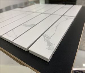 高品質大理石デザインカララ白い長方形磁器モザイクキッチンバックスプラッシュ用。 - Product Image 3