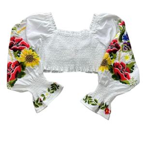 Top Corto Sexy con Bordado, Estilo Casual, Hombros Descubiertos, Manga Larga, Color y Talla Personalizables OEM, Nuevo Estilo - Product Image 2