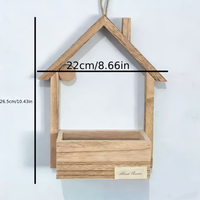 Ornement et décoration murale pour la maison, petite maison en bois décorative, pot de fleurs artificielles et panier à fleurs à suspendre pour la maison
