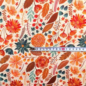 اتجاه جديد من القطن العضوي ، قماش منسوج مصبوغ بالزهور باللون الأحمر والبرتقالي الناعم لفساتين القمصان - Product Image 6