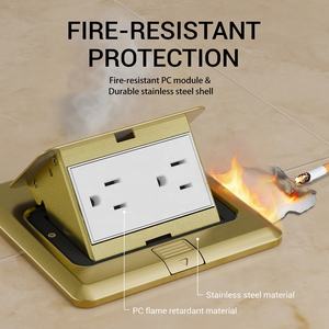 Soket lantai tahan air tersembunyi, soket lantai tersembunyi 3 tiang ganda standar US, modul PC tahan api baja tahan karat - Product Image 4