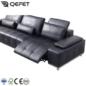 Set <span class=keywords><strong>Sofa</strong></span> kulit asli Modern, furnitur <span class=keywords><strong>Sofa</strong></span> hitam ruang tamu, kursi malas berumbai, fitur penyimpanan konversi - Product Image 3