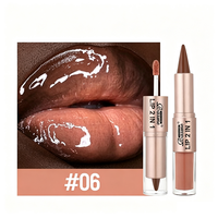 Crayon à lèvres 2-en-1 marron nude rose effet miroir, dégradé, mat, waterproof, pour un maquillage sexy