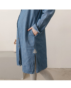 Nueva ropa de primavera para mujeres embarazadas, Camisa <span class=keywords><strong>vaquera</strong></span> holgada de estilo coreano para mujeres embarazadas, <span class=keywords><strong>falda</strong></span> de talla grande, camisa de manga larga - Product Image 6