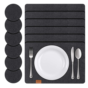 Set of 4 Lightweight Square Leather & Slate <b>Coasters</b> Custom Shape Felt <b>Placemats</b> for Dining & Weddings Free Sample Available - Product Image 2