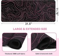 Tapis de souris de jeu XL Anime Topographic Line, grande taille, antidérapant, base en caoutchouc résistante à l'eau, logo personnalisé, compatible clavier
