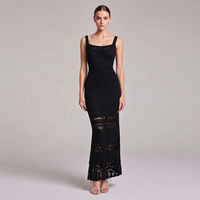 Robe longue sans manches pour femme, dos carré, tricotée, style doux, coupe trapèze, pour la plage et les vacances, de la manufacture de vêtements de Guangzhou