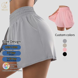 Shorts de sport pour <span class=keywords><strong>femme</strong></span>, d'été, en spandex, respirants, à séchage rapide, avec effet push-up fessier, pour le yoga, la gym, le fitness, la course et les activités décontractées, avec poches - Product Image 2