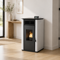Poêle à granulés de bois carré minimaliste série PS avec contrôle intelligent par application WIFI et structure à double hélice pour chauffage domestique