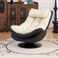 Fauteuil inclinable pivotant avec dossier réglable et coussin moelleux pour salon, balcon, chambre, maison