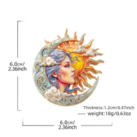 Broche en métal personnalisée, motif déesse Soleil et Lune, émail, strass incrustés, pour la décoration de vêtements