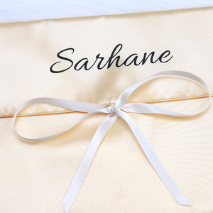 Bolsa de satén personalizada al por mayor con logo impreso para ropa, pelucas, regalos, bolsa de seda antipolvo de doble capa - Product Image 5
