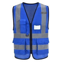 Gilet de travail réfléchissant pour entrepôt avec poches utilitaires, fenêtre pour badge d'identification et fermeture éclair frontale