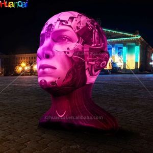Phim hoạt hình con người đầu RGB đầy màu sắc LED-Thắp sáng Mô hình bơm hơi khổng lồ quảng cáo sân khấu trang trí triển lãm mô hình inflatables - Product Image 2