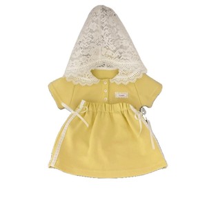 Tongxingyuan Girls' Yellow <b>Lace</b> Hat Dress Set Short Sleeve O-Neck Cotton Summer Outfit For Children - Product Image 5