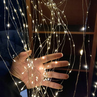 Guirlandes lumineuses LED en fil de cuivre pour décoration d'arbre, étanches, à intensité variable, style cascade, clignotantes, pour intérieur/extérieur