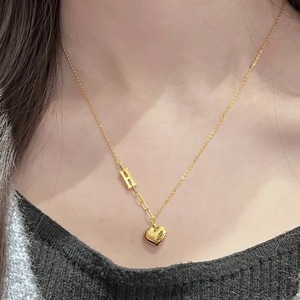 Saint Valentin amour épissage titane acier <span class=keywords><strong>ne</strong></span> se décolore <span class=keywords><strong>pas</strong></span> nouveau coeur plaqué or 18K femmes colliers - Product Image 2