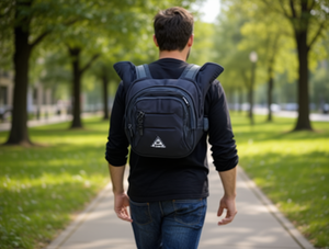 Borsa da uomo in nylon con chiusura a quattro cerniere, colore solido, forma a cuscino AWL120014 - Product Image 2