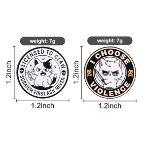 Broche de esmalte creativo con diseño de gato <span class=keywords><strong>meme</strong></span> con cuchillo, pin de solapa 'La paz nunca fue una opción', insignia de joyería de moda para mujeres y niñas - Product Image 6