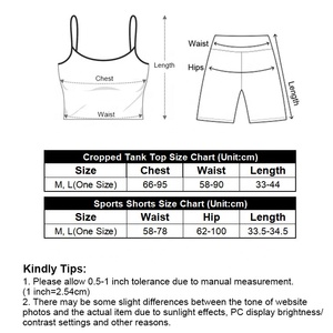 Mùa Hè Gân Crop Tank Top Cao Eo Biker Quần Short 2 Mảnh Trang Phục Của Phụ Nữ Dệt Kim Spaghetti Dây Đeo Thể Thao Vest Quần Short Thiết Lập - Product Image 6