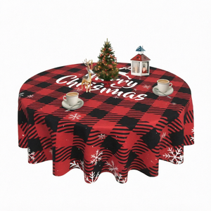 Mantel Redondo Navideño de Poliéster con Estampado de Copos de Nieve para Fiestas, Cenas y Banquetes - Product Image 2