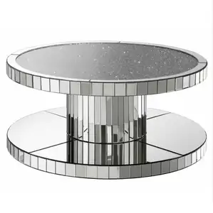 2020 hot sale mirrored furniture round sparkle crush diamond coffee table for home use