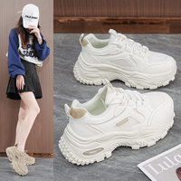 Baskets Chunky pour femmes à coussin d'air, style Dad Shoes, avec lacets, semelle robuste amortissante, rehaussantes, pour le streetwear et le quotidien