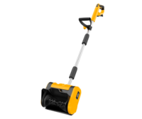 Pelle à neige électrique rechargeable portative AOLI 21V, lame inclinable à 90°, poignée pliable, jaune, garantie 3 ans, pour trottoirs hivernaux