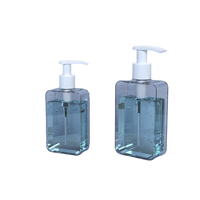 Bouteille pompe carrée en plastique PETG, capacité 200 ml 300 ml, pour shampoing, avec bouchon à vis scellé et pulvérisateur, MOQ 50 pièces